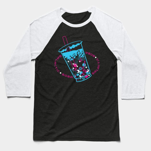 Galactic Boba (version teal magenta white) Baseball T-Shirt by StudioBliz